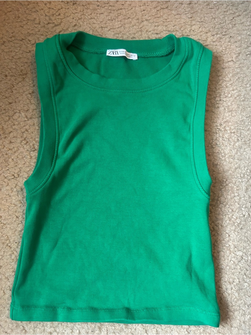 Zara Green Ribbed Tank Top